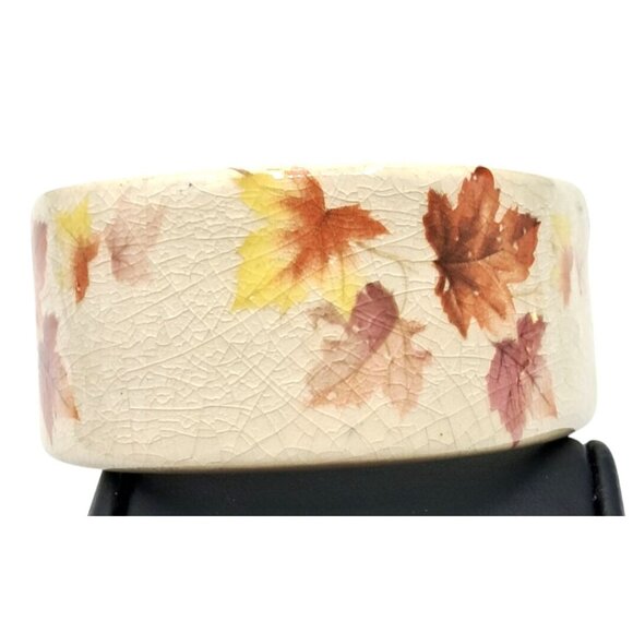 VIntage Jewelry Set Ceramic Choker Necklace & Bracelet Autumn Leaves Design - Picture 5 of 10